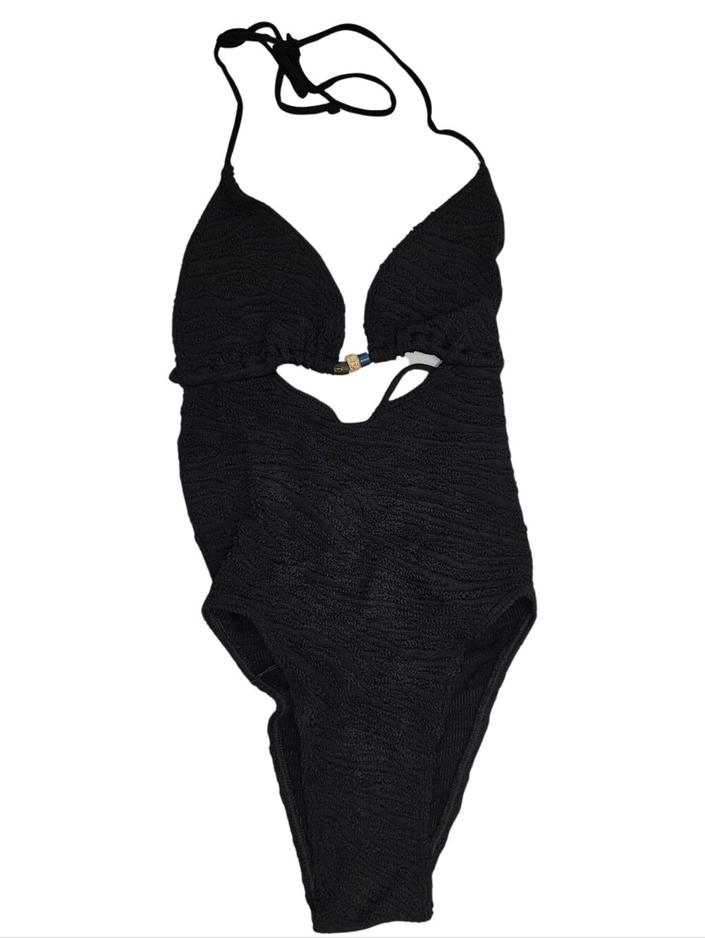 BOND-EYE Swimsuit Beaded Fowler One Piece ONE SIZE Black Boho Beach NWT
